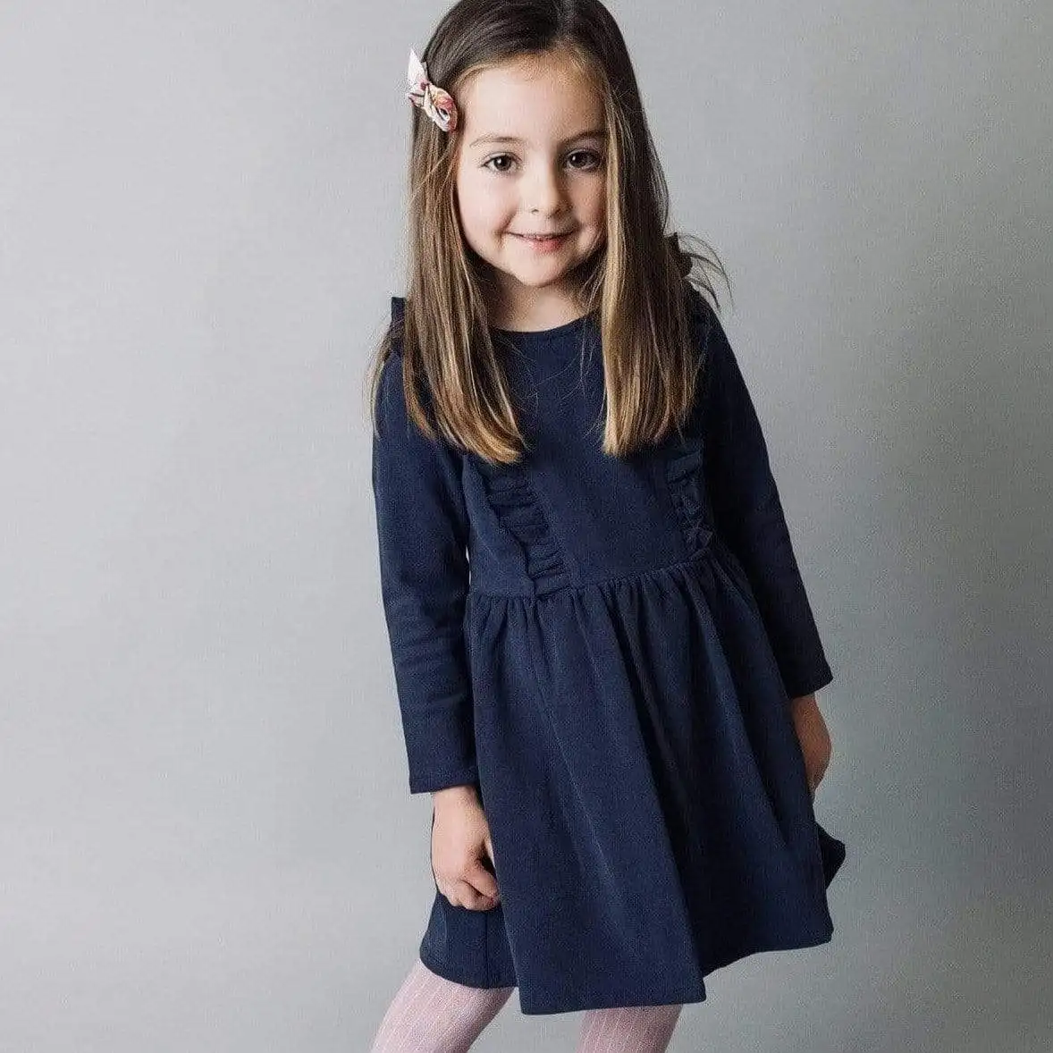 Warm comfortable solid color knit sweater long-sleeved children girl dress