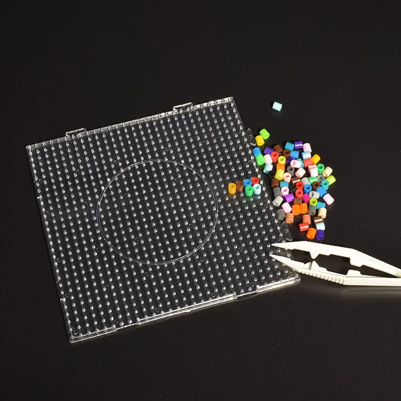 Square pegboard 5mm perler Hama Fuse beads board transparent plastic round  Hexagon peach heart pegboard
