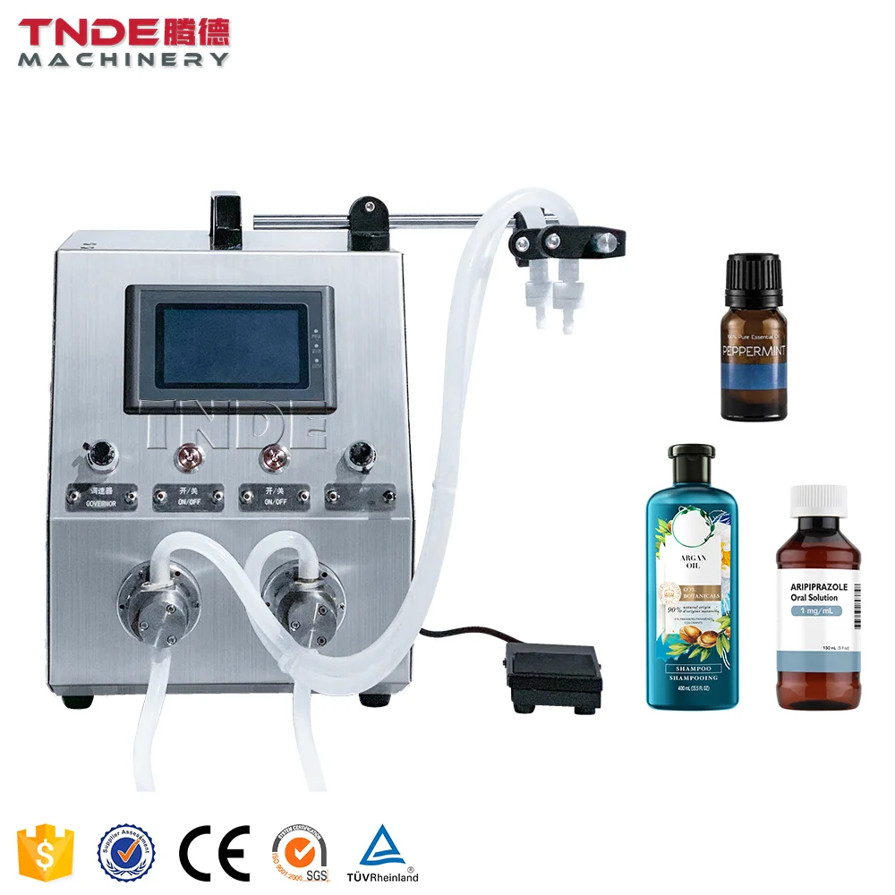 TNDE TDG-DBY02 CE 2 Head Filling Machine  with Magnetic Pump Liquid Water Cosmetic Fillers for Small Business