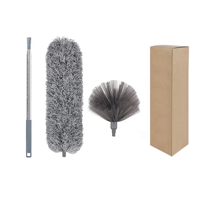 Chenille Blue Microfiber Ceiling Dust Brush Multi-Pole Head Retractable Feather Duster Polyamide Material for Cleaning