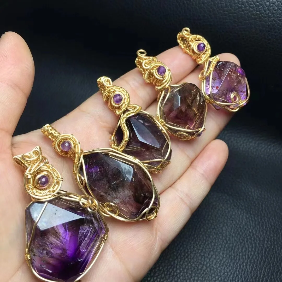 Ювелирные изделия ручной работы ожерелье из проволоки super seven с кристаллами лечебный энергетический камень рейки для