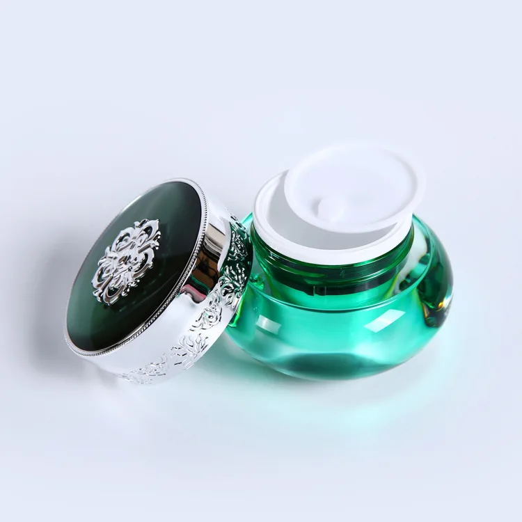 Factory Popular Customized Cosmetics Packaging PMMA Retro Luxury Orchid Face Cream Jar Lotion Essence Bottle Set