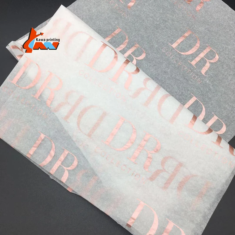 Rose gold custom logo printed design paper silk branded tissue gift wrapping paper for packaging