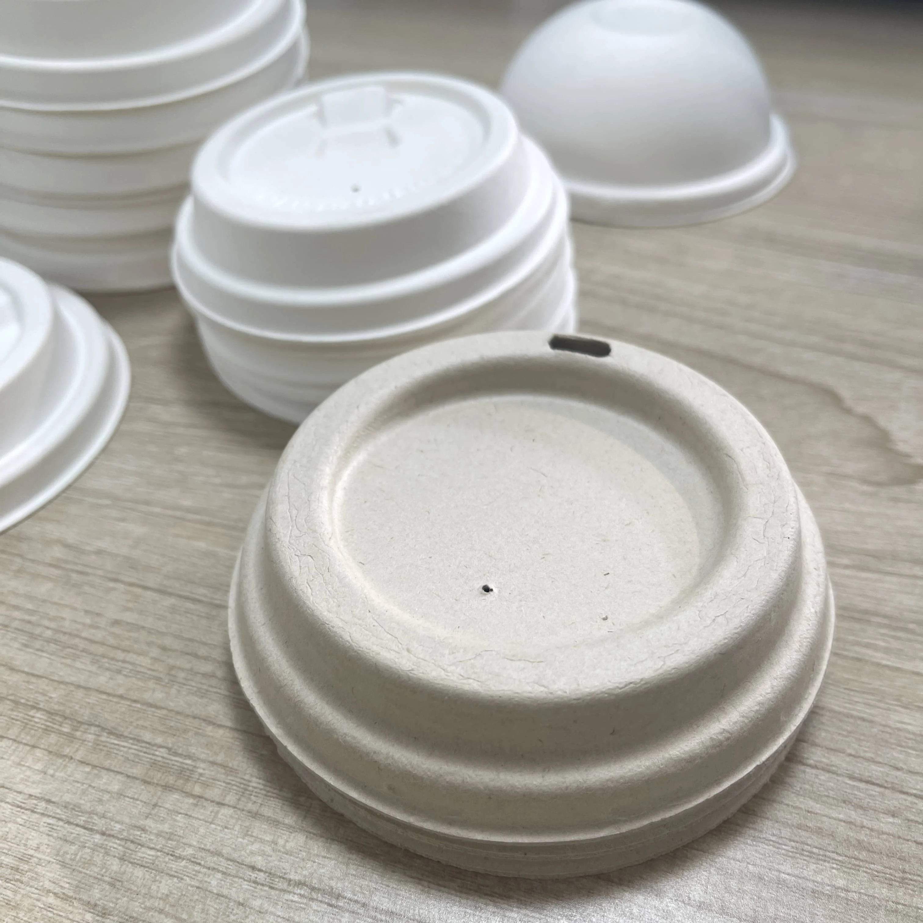 Disposable Bagasse Coffee Cup with Lid Eco-Friendly Dinnerware & Tableware