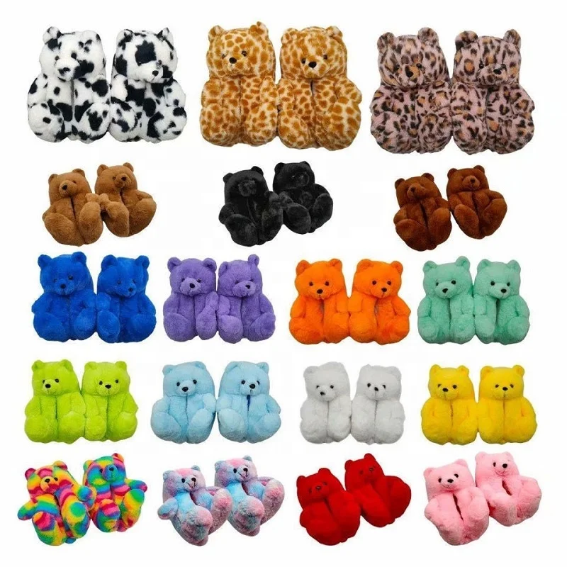 Teddy bear slippers fuzzy teddy Wholesale Plush adult Slipper House for Women Girls home slippers