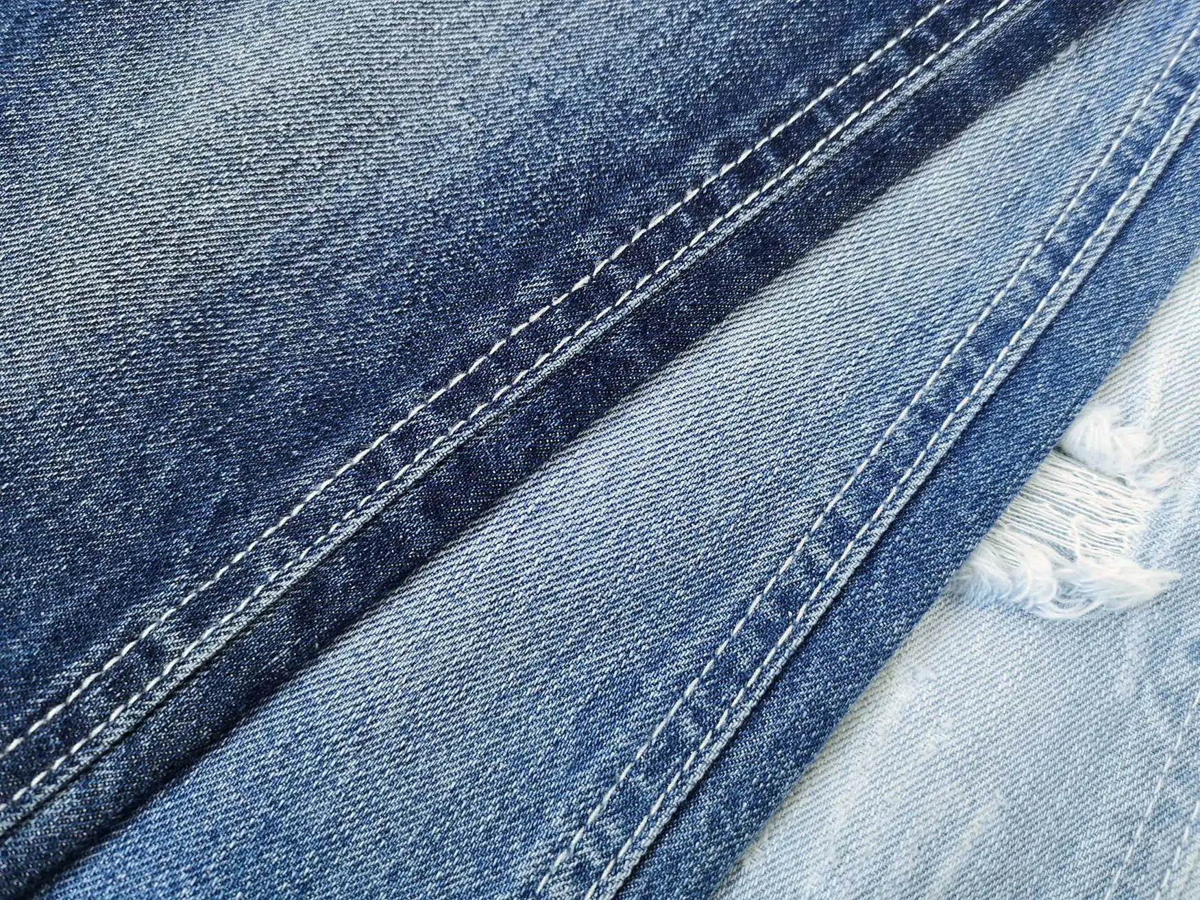718 High quality cotton polyester viscose warp slub denim fabric for jeans wholesale