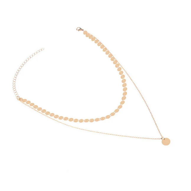YongZe fashion jewelry women accessories double layer alloy round coin pendant choker necklace