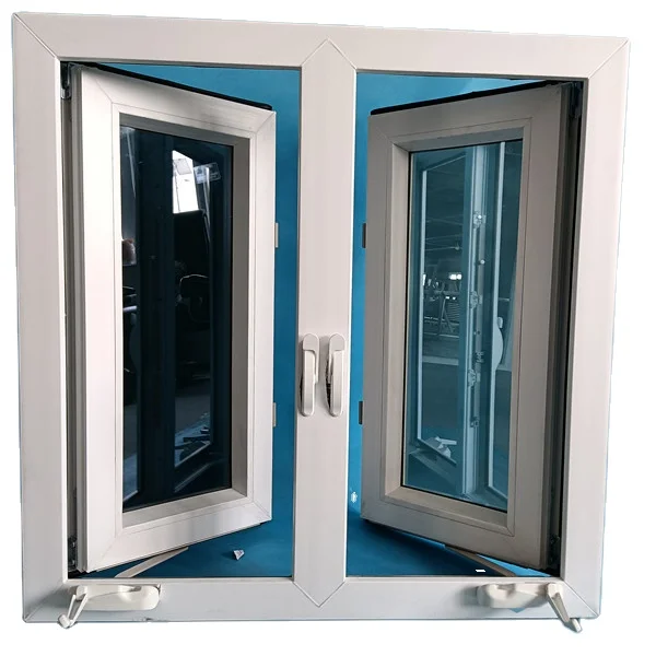 American Style White Color UPVC PVC Casement Window with Crank Lock for Living Room