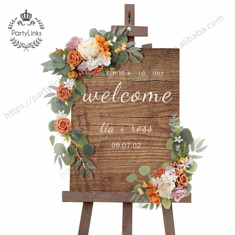 Artificial Flower Rose Peony Welcome Sign Wedding Guest Card Decoration Wedding Arch Wedding Background Wall Decoration Supplies