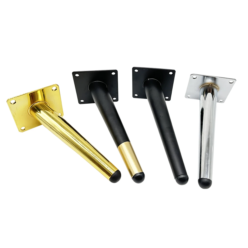 Modern Custom Iron Furniture Fitting Chrome Sofa Legs Tapered Metal Leg Bed Feet Gold Cone Shape Golden Sideboards Feet Base