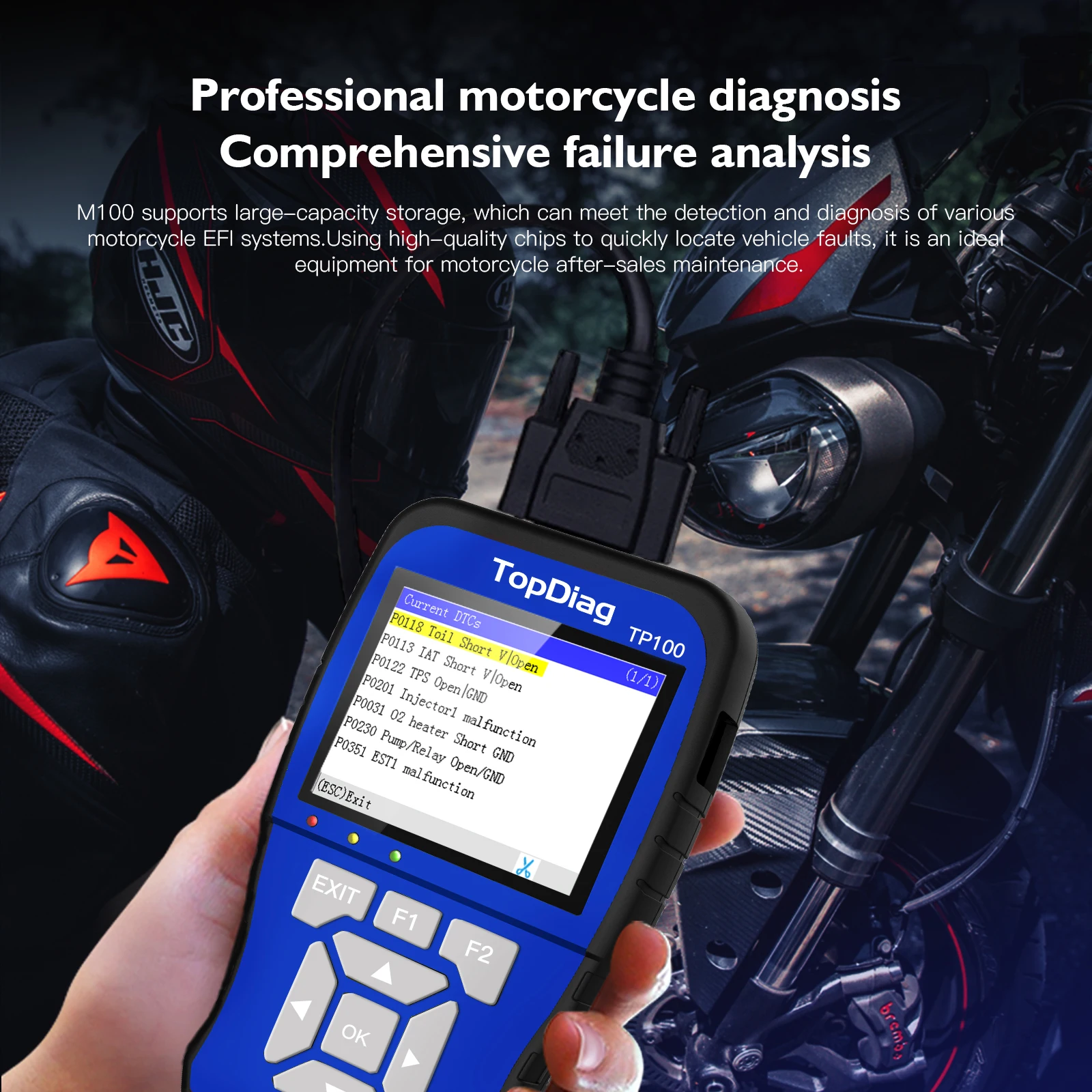 Original Wholesale  M100 Full Version Motorcycle Scanner Diagnostic Tool Professional Detection Reader Autocycle