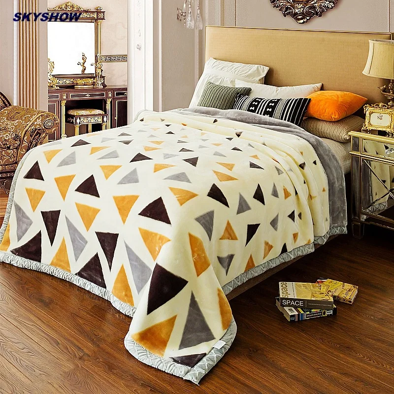 Custom printed grey minky knit raschel blanket  plush throw blanket