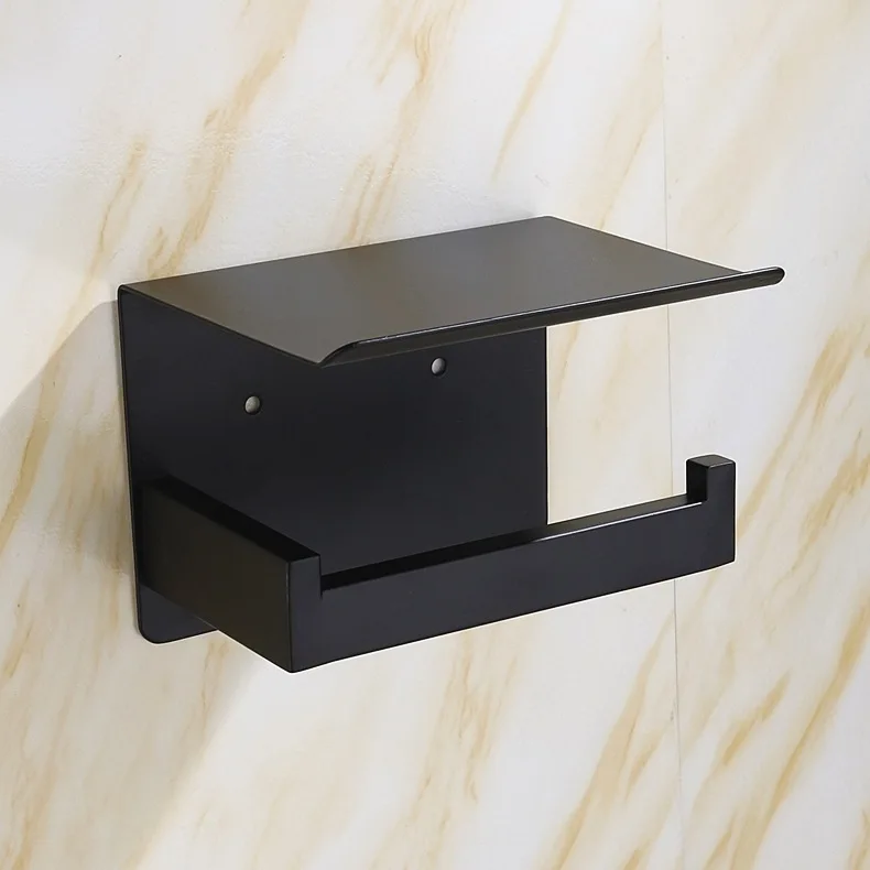 Держатель для туалетной бумаги SS201 настенный держатель из нержавеющей стали черного цвета с полкой мобильного