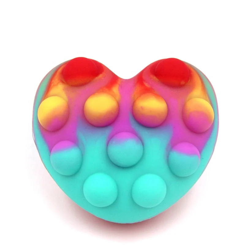 Pop Stress Ball Silicone Push Bubble Heart Ball Shape Fidget Sensory Toy 3D Decompression