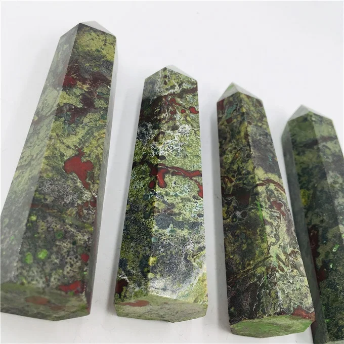 natural crystal wand polished blood dragon crystal quartz point wand tower for sale