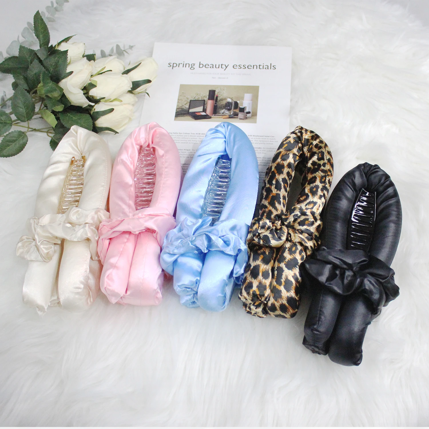 Hot Selling 100% Mulberry Silk Curling Rods Magic Curls Hair Foam Sponge Roller Heatless Hair Curler With Scrunchies Set