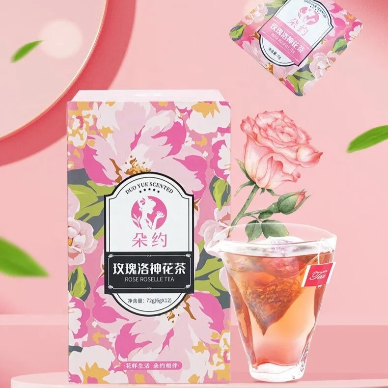 Duoyue individual packing 12 bags No additives dried rose Luoshen Flower Tea fragrans osmanthus Rose roselle scented tea bag