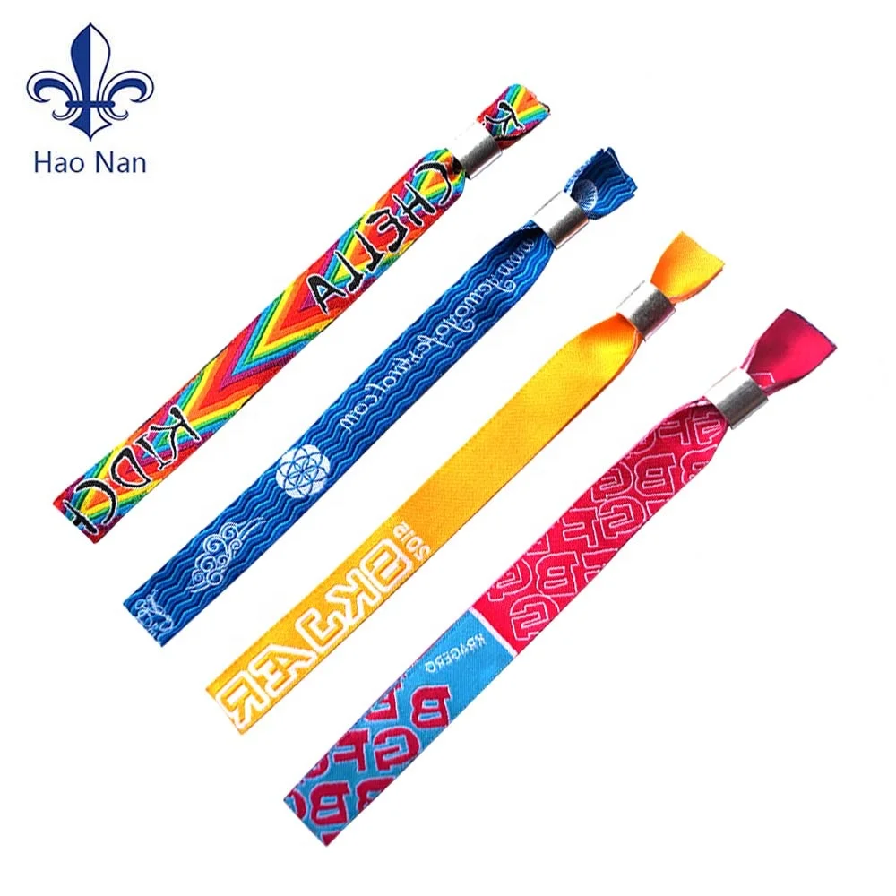 Custom polyester woven thread promotional wristbands fabric festival wristband