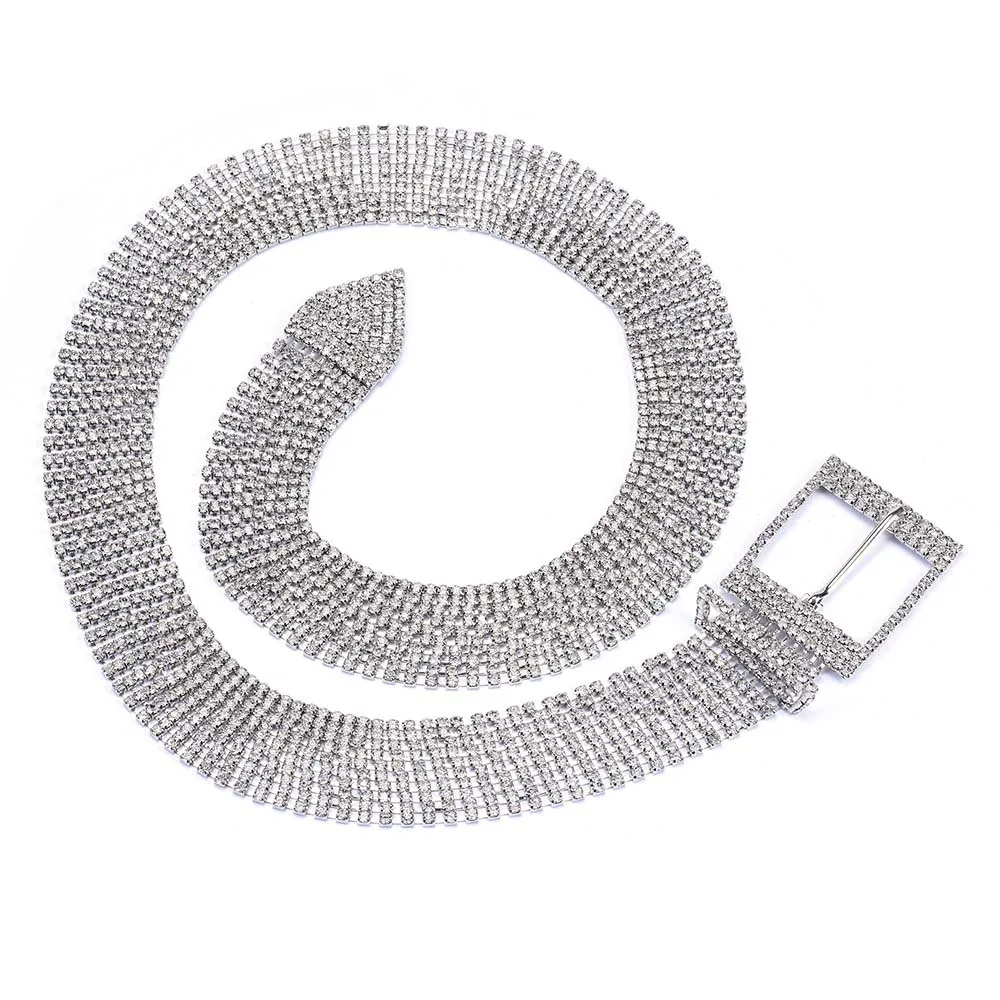 
New Fashion Luxury Exaggerate Waist Chain Belly Chains Atmospheric Body Jewelry Full Rhinestone Alloy Belt 