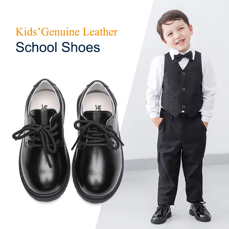 Wholesale Comfortable Quality Casual Children Boys Formal Dress Oxfords Genuine Leather Black Fit Kids Back to School Shoes