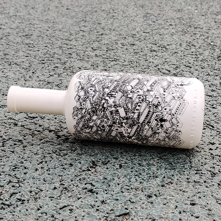 RSG Custom 700ml Gin 1 Liter Manufacturers Empty 750ml Cork Top Quality Round Frosted Vodka 500ml Glass Bottle for Liquor