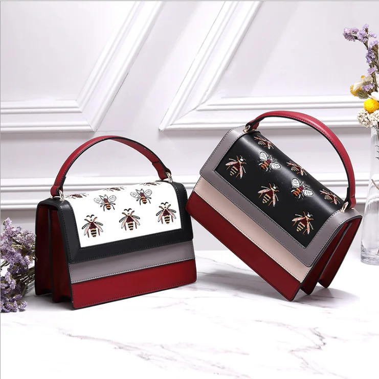 2019 Новинка весны и лета на одно плечо сумка-мессенджер мода в европейском американском стиле с вышитой Пчелой Сумки из натуральной кожи