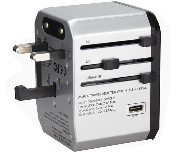 4USB выход 5.6A многонациональных Универсальный адаптер оснащен интеллигентая (ый) Type-C3.0A зарядное устройство подарок сделанный на