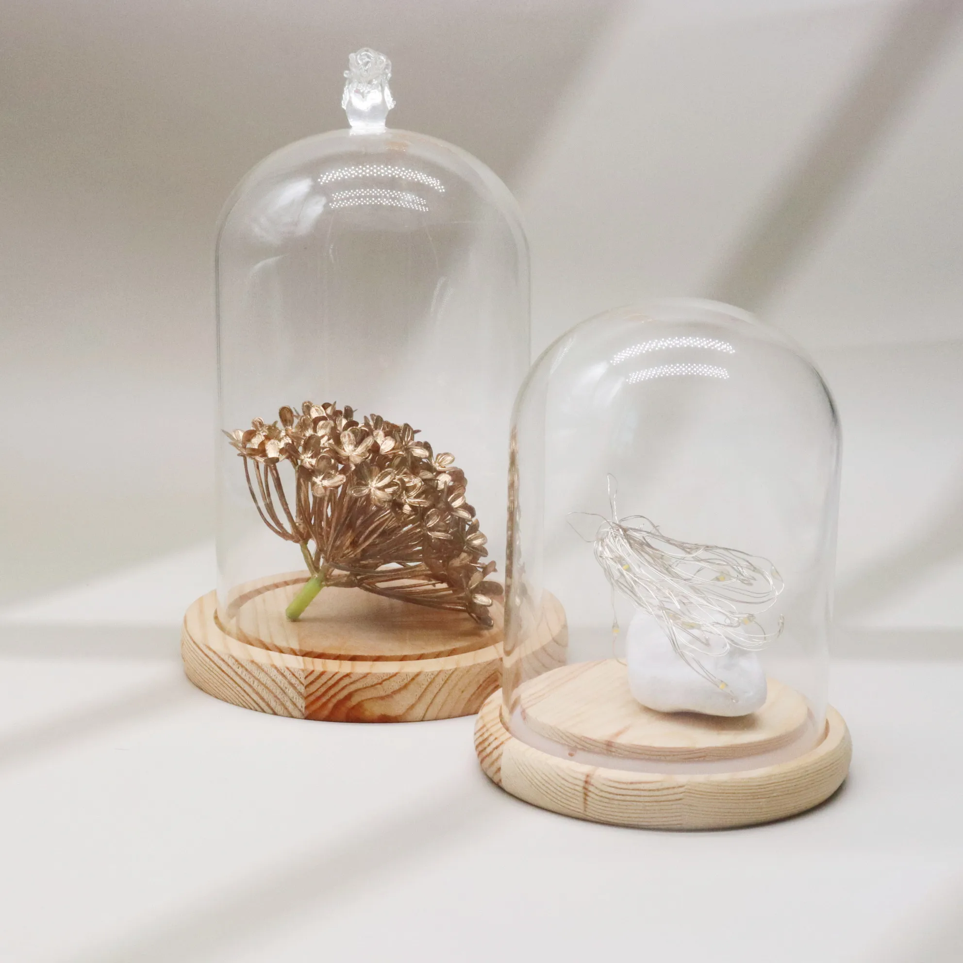 Factory wholesale high quality round dustproof transparent glass cover for home decoration immortal flower glass cover