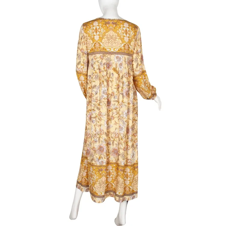 Boho thailand rayon платье с цветочным принтом оптом онлайн элегантные женские свободные макси летние платья