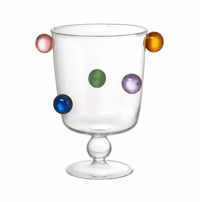 Wholesale Customized Party Wedding Decoration Wine Glasses Cup Colored Vintage Wine Glass With Colored Round Ball