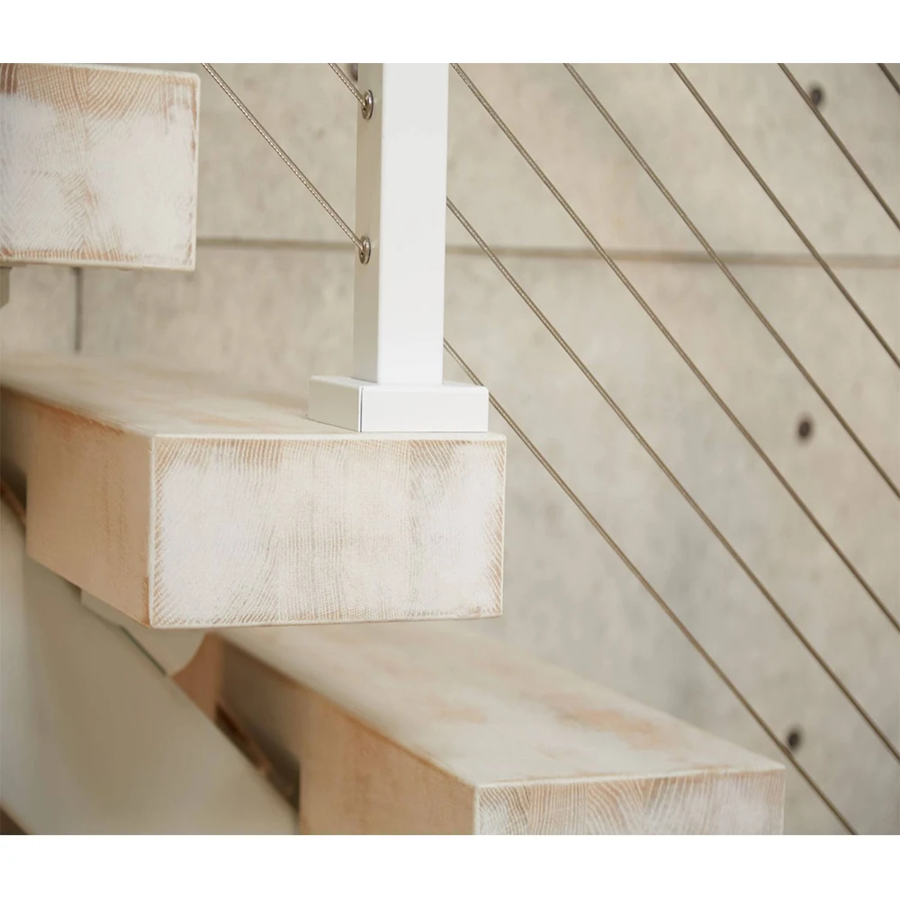 Indoor 304 Stainless Steel Wire White Powder Coated Stair Baluster Cable Railing Designs