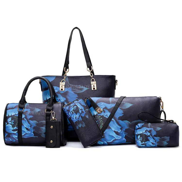 Handbag Brands 6 in 1 Set Designer Bag Large the Tote Bag Women Shoulder Bag Vegan Leather Ladies Print Handbag for Women