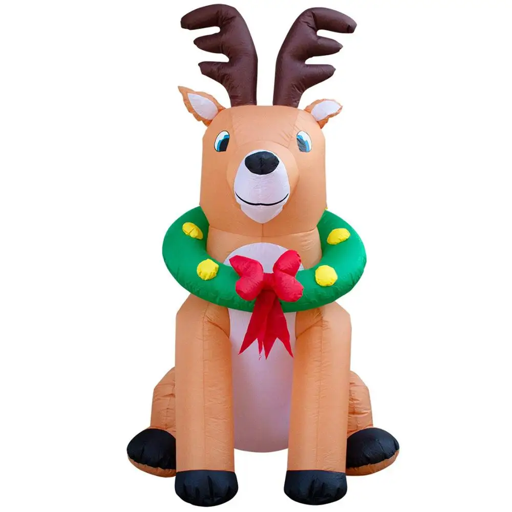 Custom Christmas outdoors decorated reindeer with garlands including built-in light bulbs and a powerful fan