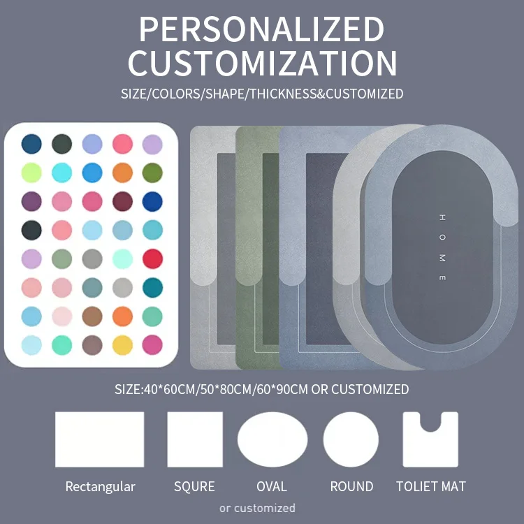 Hot Sale Custom Diatom Mud Absorbent Bathroom Bath Mat Household Fast Drying Bath Mat