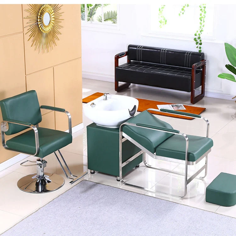 Salon Massage Chair Modern Spa Chair Shampoo Chair With Ceramic Bowl Sink