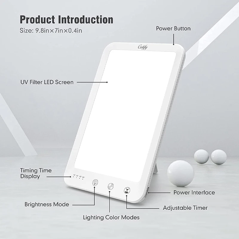 Large Size Screen Antidepressant UV-Free Full Spectrum 10000 Lux Sun Adjustable Brightness SAD Light Therapy Lamp