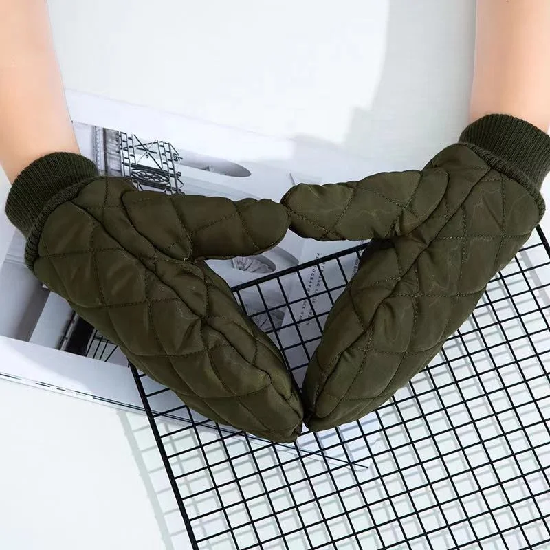Factory Directly Sell Winter Thicken Warm Army Green Mittens Touchscreen Knitted Elastic Cuff Mitten for Men Women