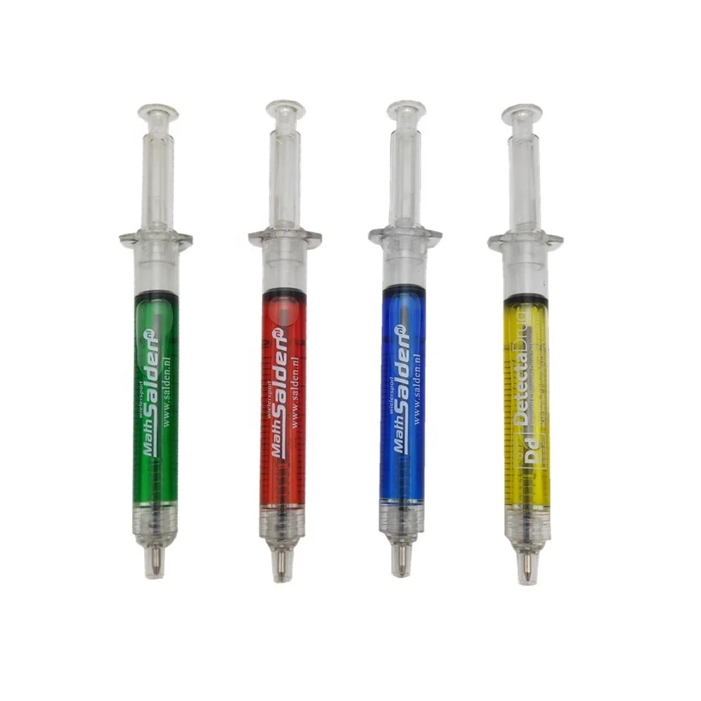 Novelty Retractable Jumbo plastic big syringe ballpoint pen injection custom LOGO