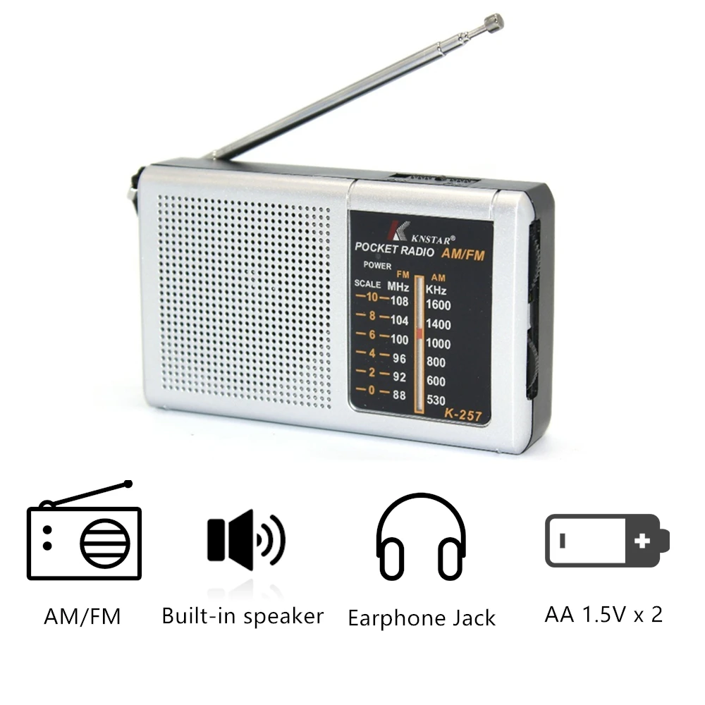 
K-257 мини портативный Fm Am 2 диапазона радио приемник 