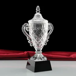 crystal vase trophy big cup award with black base