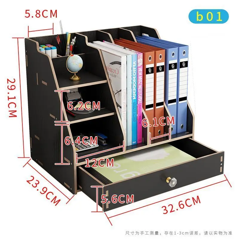 Office Stationery Drawer File Table Key Storage Rack Bamboo Over Sink Counter Shelf Stackable Grid Holder Wooden Organizer