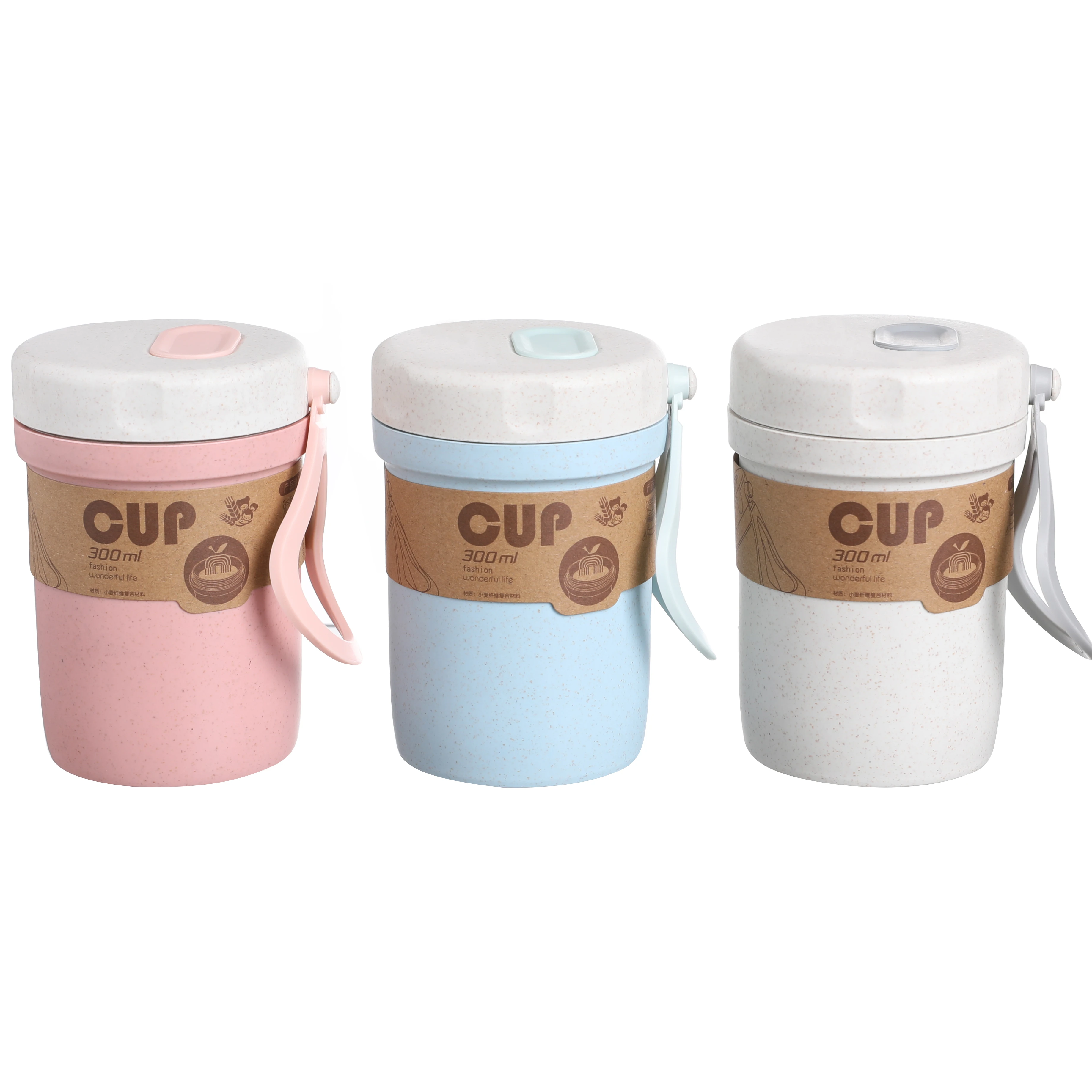 Биоразлагаемые водяные бутылки Food grade силиконового материала пшеничной соломы кофейная чашка ZG-3016 400 мл