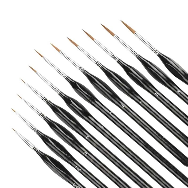 LISI 11pcs Wooden Handle Miniature Detail Paint Brushes Set For Fine Acrylic, Watercolor,Oil,Models Detailing Art Painting
