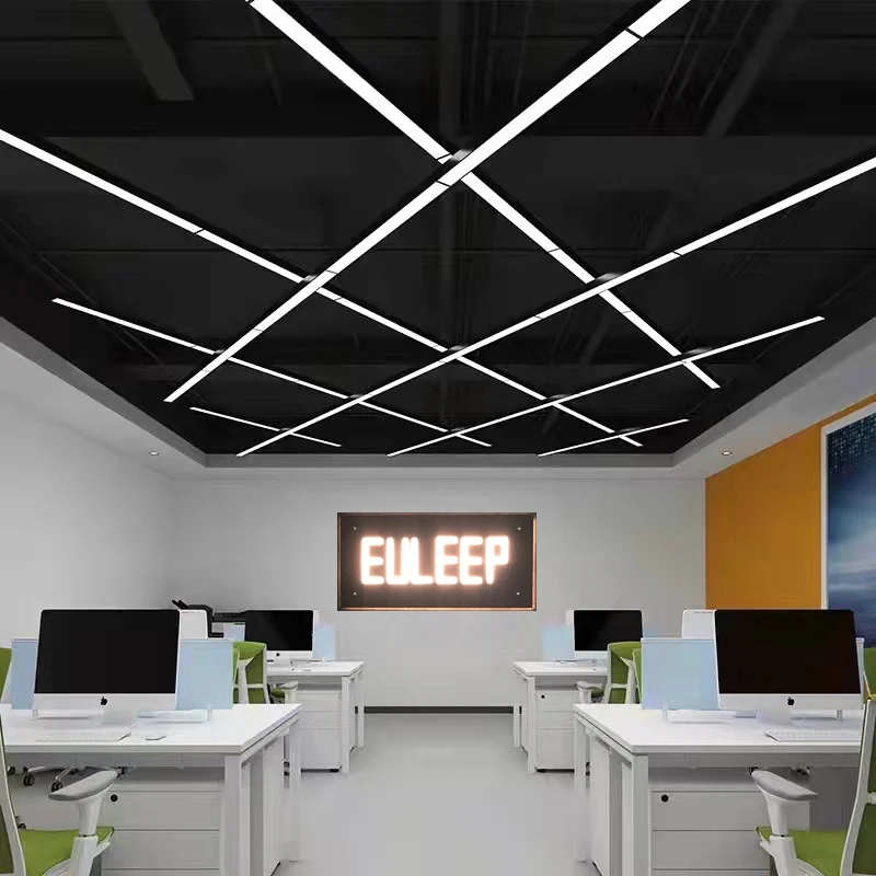 Custom multiple combination linkable led linear light ceiling shop lamp multiple shapes hanging office lights 4ft 40W 8ft 80W