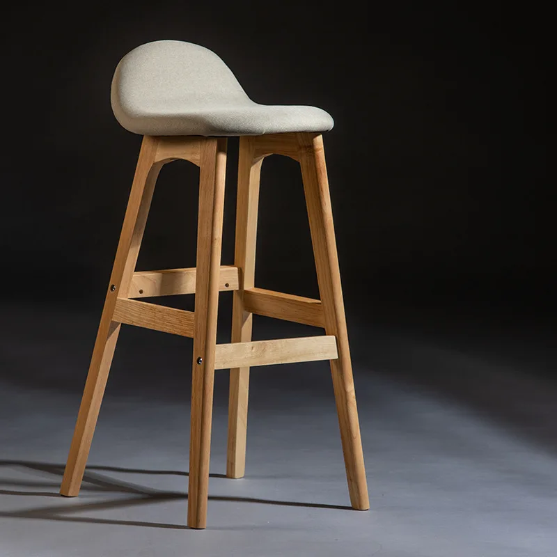 Nordic Wood Bar Chair American Retro Desk Chair Home Modern High Chair Stool