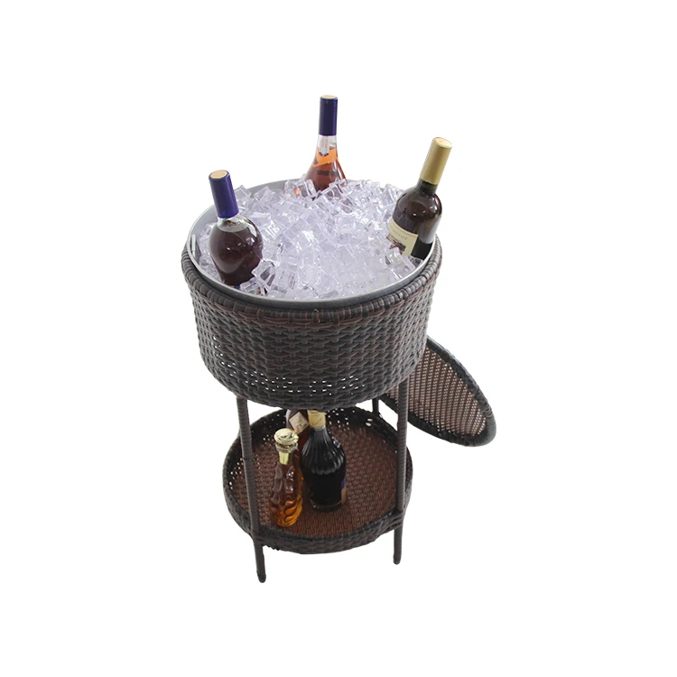 shopping online rattan furniture standing with rustic round plastic ice bucket