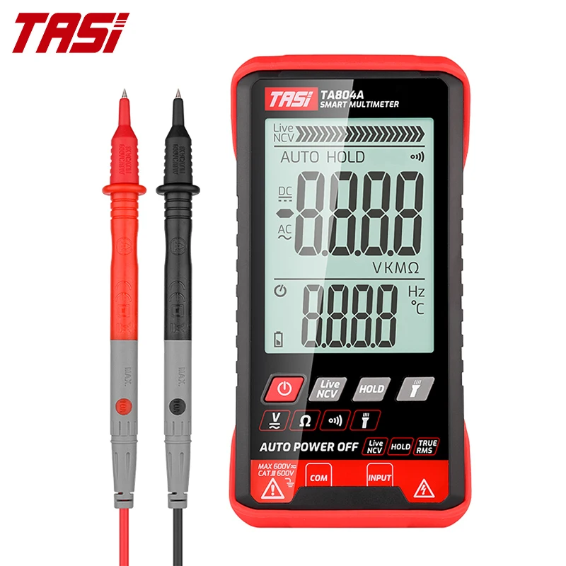  Мини-мультиметр TASI TA804A цифровой ультратонкий автоматический тестер HD цветной экран Измеритель сопротивления частоты бесконтактного Напряжения 600