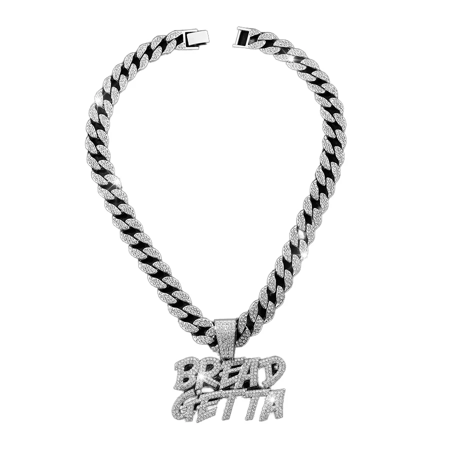 NL2270 BREAD GETTA Letter Pendant Necklace Colar com pingente de letras Iced Out Bling Party Jewelry Gift