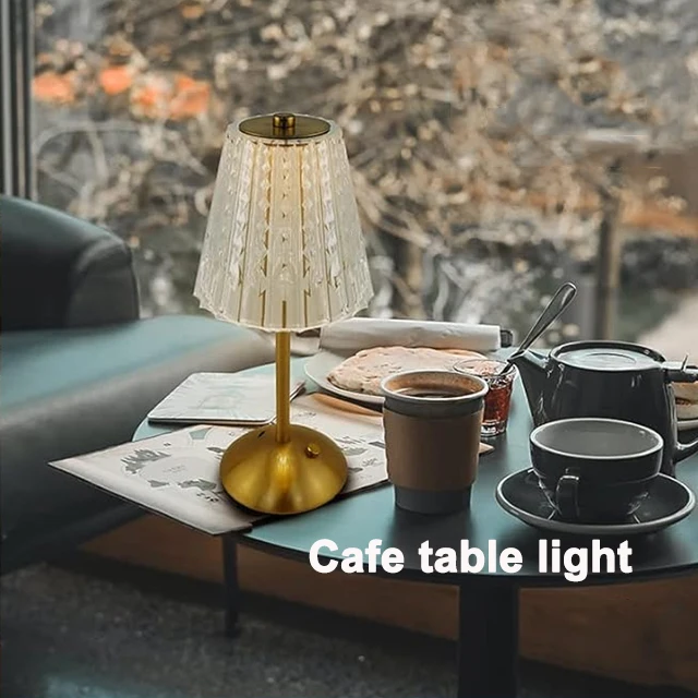 Cordless Rechargeable Table Lamp Battery Operated Lamp 3 Color Modes Stepless Dimmable LED Touch Portable Crystal Gold MetalLamp