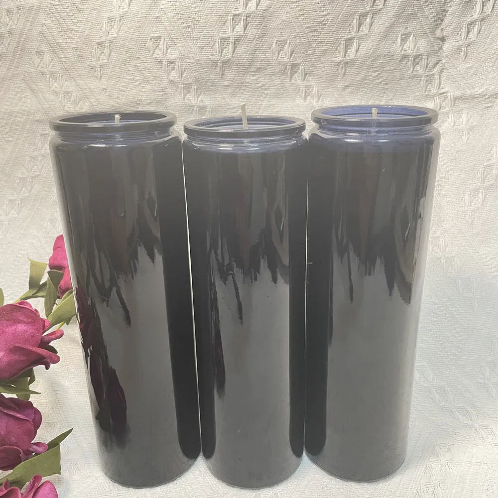 wholesale 7 day candles glass jar religious candle 8 inches memorial rainbow candle made by paraffin wax